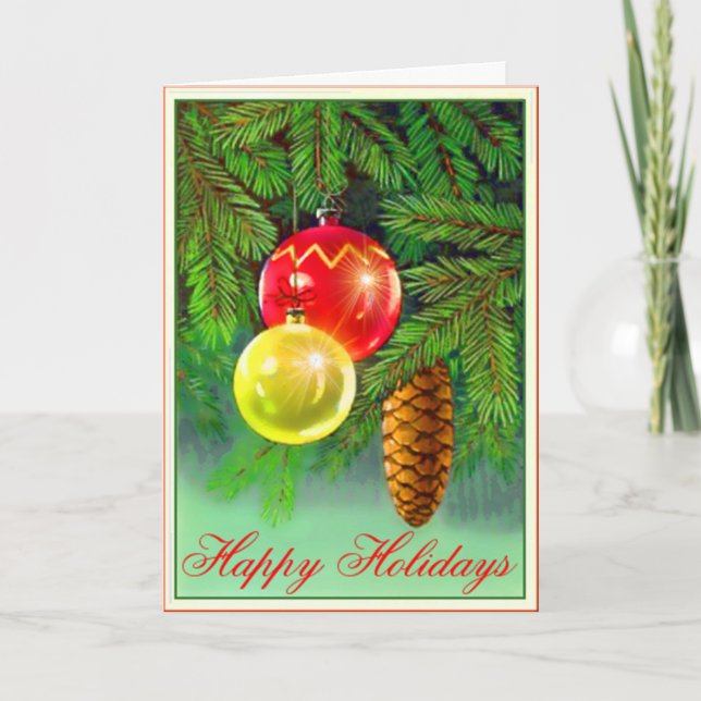 Ornamentos En Una Tarjeta De Saludos Personalizado (Anverso)