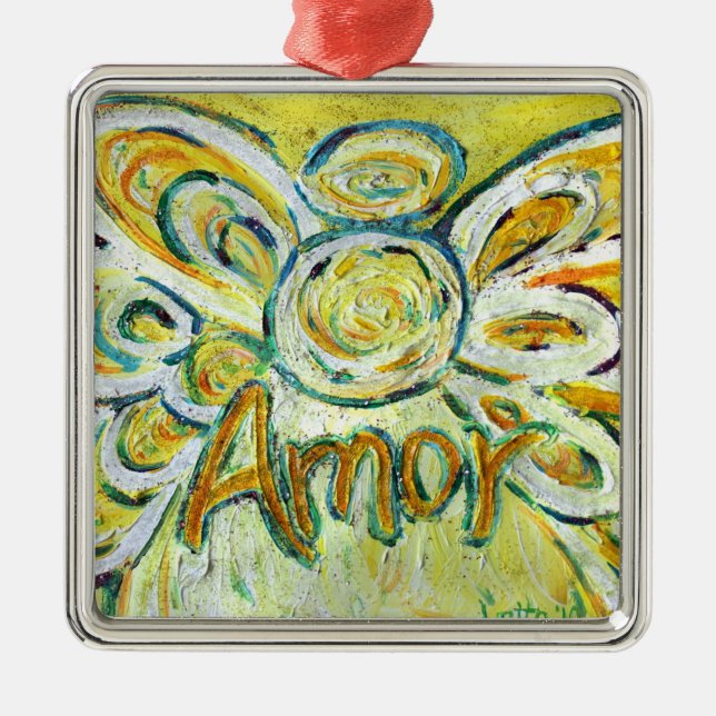 Ornamentos feriados de Amor Angel Word (Frente)