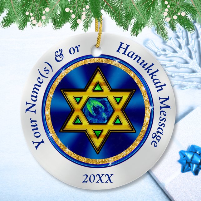 Ornamentos Hanukkah personalizados para un árbol, (Hanukkah Ornaments. Inexpensive Hanukkah Gifts. Hanukkah gifts for adults. Hanukkah gifts each day.)