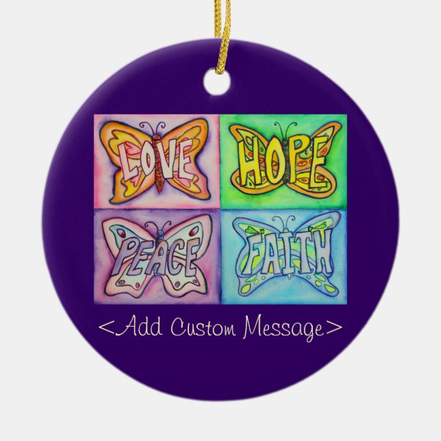 Ornamentos Inspiradores de mariposa Personalizado (Frente)