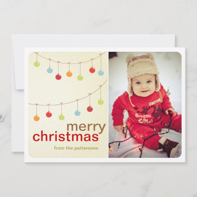Ornamentos modernos Tarjeta de fotos navideña para (Anverso)