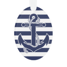 Ornamentos Náuticos de Navidad Óval Azul acrílico