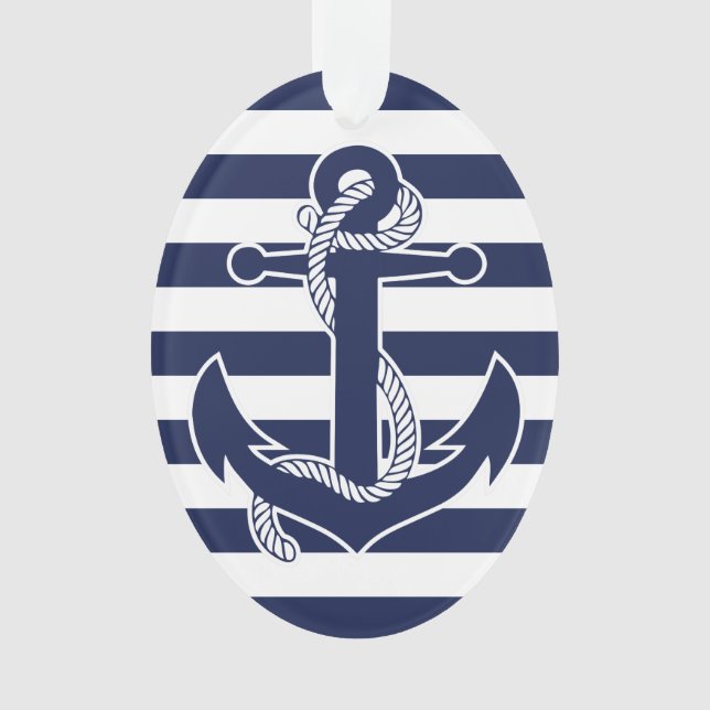 Ornamentos Náuticos de Navidad Óval Azul acrílico (Anverso)