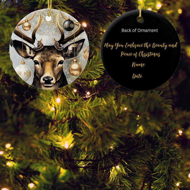 Ornamentos Navidades de invierno venado - Personal (Bring a lot more holiday cheer to your tree with this beautiful customizable Winter deer ornament/)