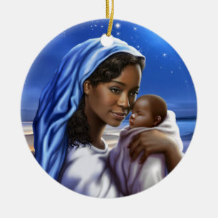 Ornamentos navideños de arte de la natividad afro
