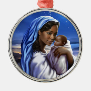 Ornamentos navideños de arte de la natividad afro