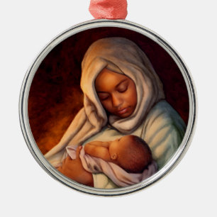 Ornamentos navideños de arte de la natividad afro