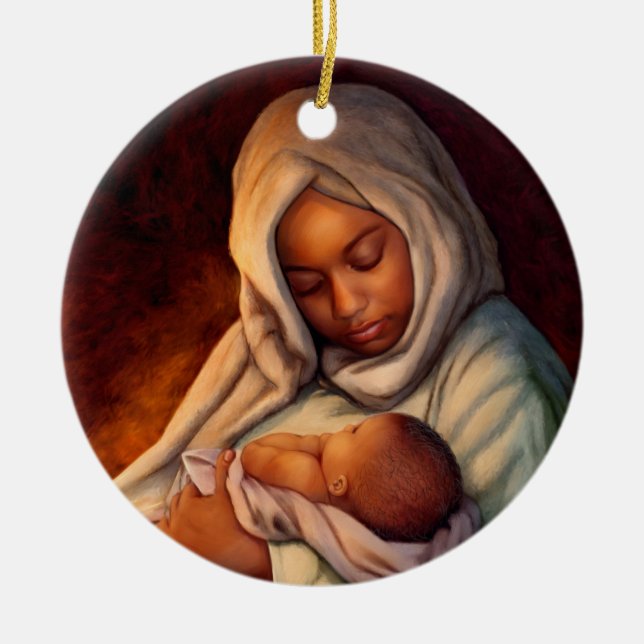 Ornamentos navideños de arte de la natividad afroa (Frente)