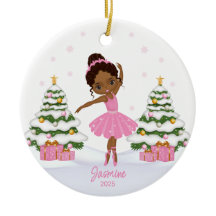 Ornamentos navideños de balerina afroamericana