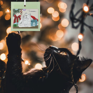 Ornamentos navideños de gato blanco divertidos