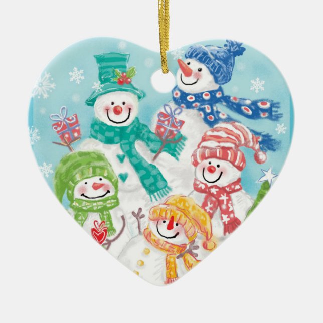 Ornamentos navideños de la familia Snowman (Frente)