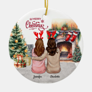 Ornamentos navideños de la hermana personalizado S