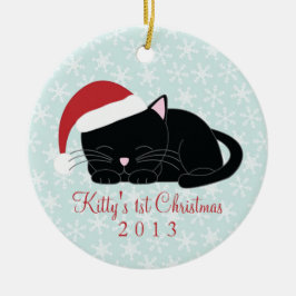 Ornamentos navideños de Personalizado de gato negr