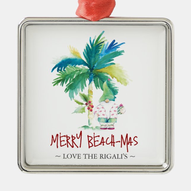 Ornamentos navideños de playa personalizados (Frente)