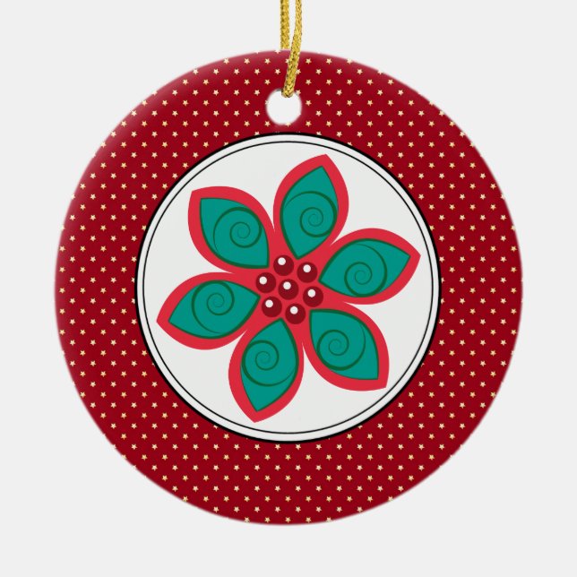Ornamentos navideños de Poinsettia (Frente)