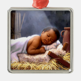 Ornamentos navideños del Niño Africano Americano J