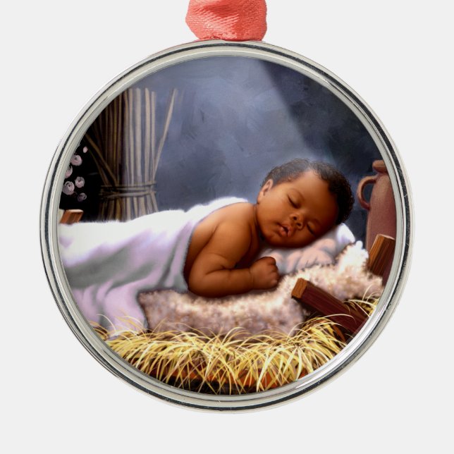 Ornamentos navideños del Niño Africano Americano J (Frente)
