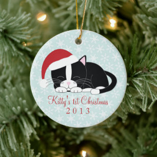Ornamentos navideños del Personalizado del gato d