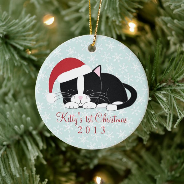 Ornamentos navideños del Personalizado del gato de (Árbol)