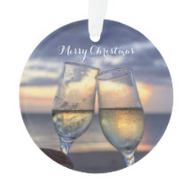 Ornamentos navideños en la playa Atardeña Acrílica