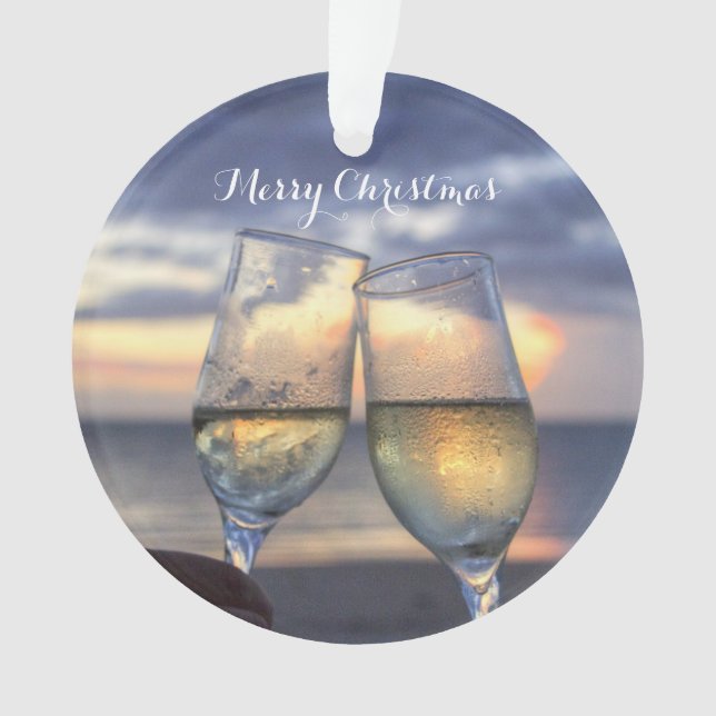 Ornamentos navideños en la playa Atardeña Acrílica (Anverso)