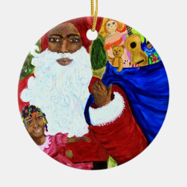 Ornamentos navideños negros de Santa - Regalos de  (Frente)