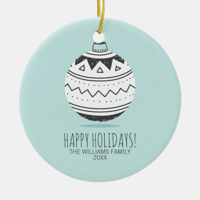 Ornamentos navideños Ornamento cerámico de vacacio (Frente)