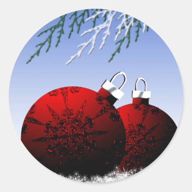 Ornamentos navideños rojos Sellos para sobres navi (Anverso)