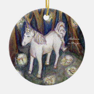 Ornamentos Personalizados de arte de Unicornio y F