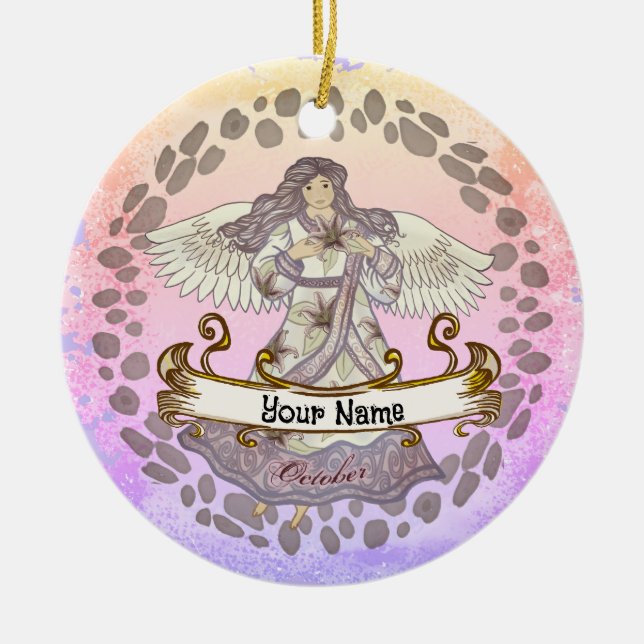 Ornamentos personalizados de cumpleaños de Ángel d (Frente)