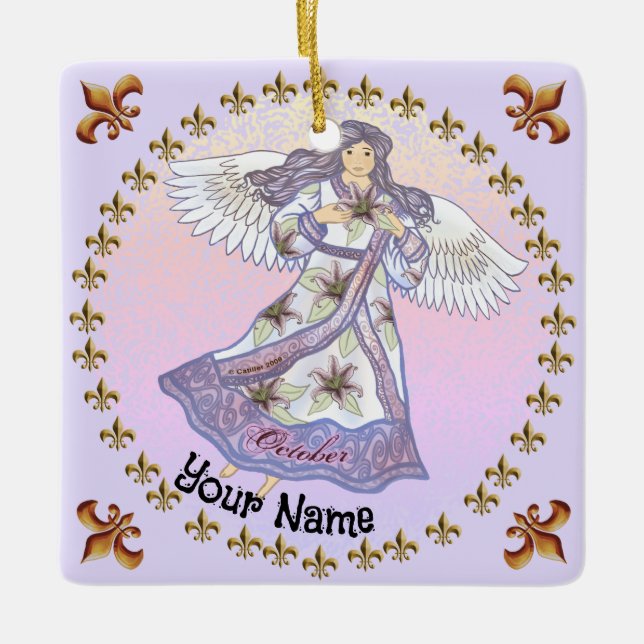 Ornamentos personalizados de cumpleaños de Ángel d (Anverso)