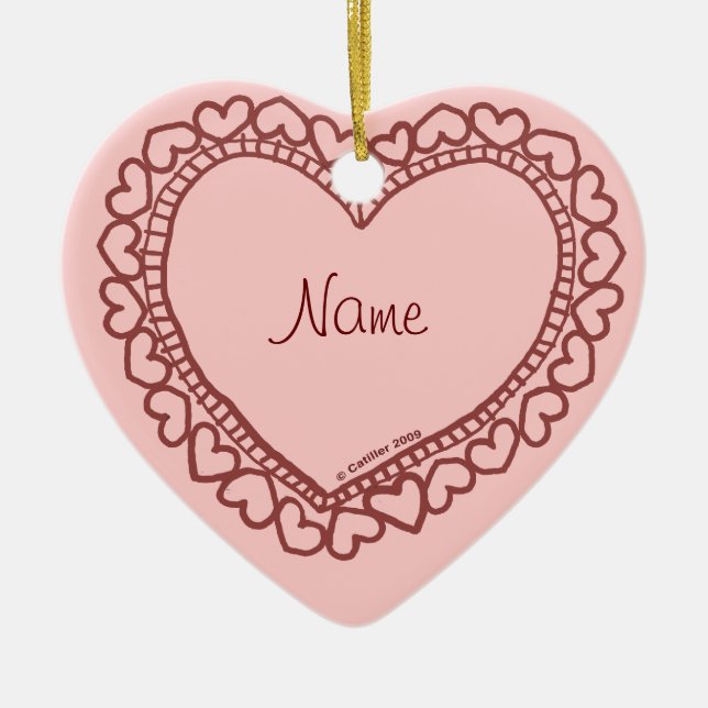 Ornamentos personalizados de Lovely Hearts (Frente)