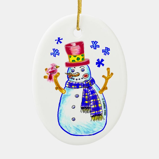 Ornamentos personalizados de Snowman Bird Friend (Frente)