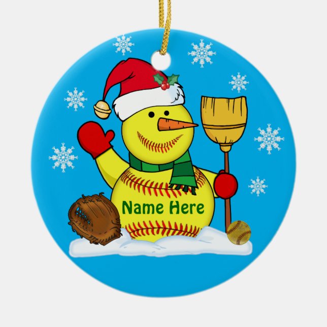 Ornamentos personalizados del softball del navidad (Frente)