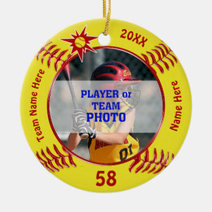 Ornamentos personalizados del softball, su FOTO,