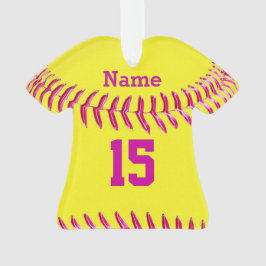 Ornamentos personalizados lindos del softball,