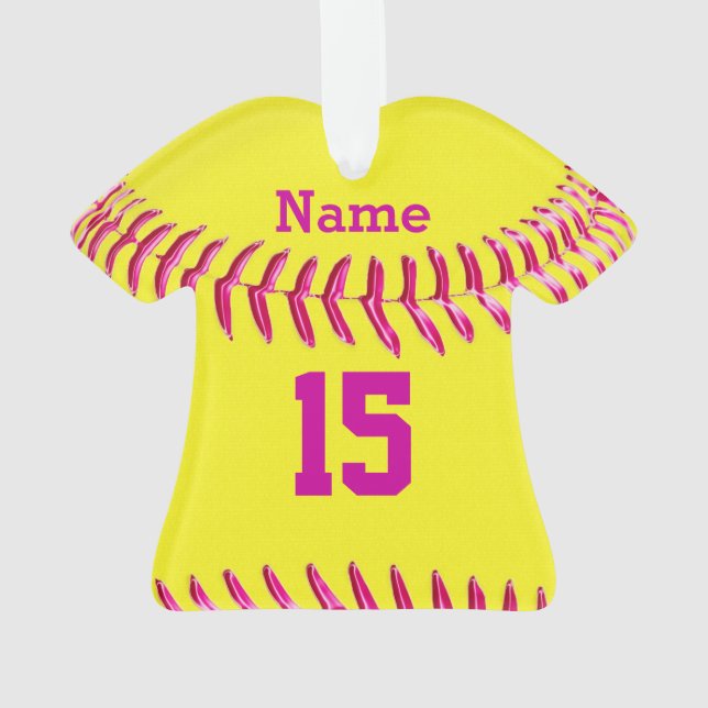 Ornamentos personalizados lindos del softball, (Reverso)