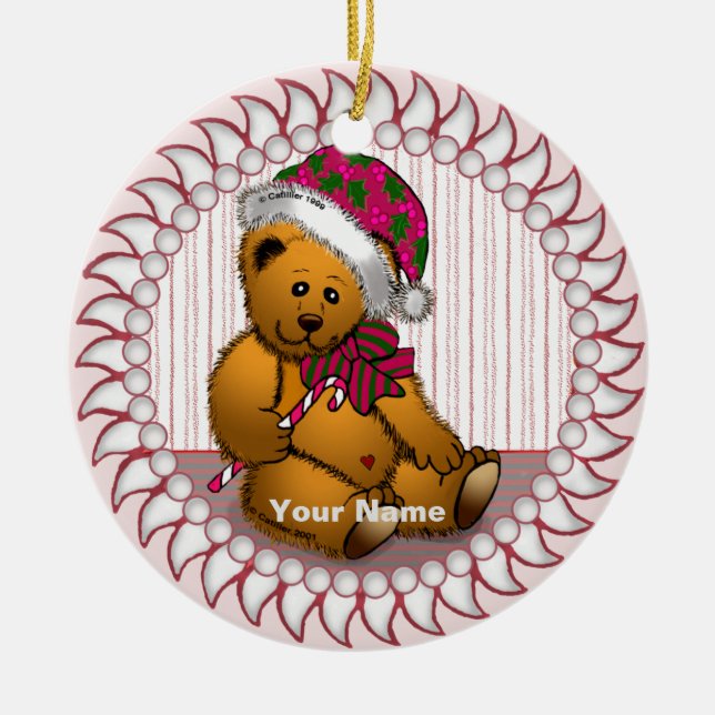 Ornamentos personalizados navidades de Santa Bear (Frente)