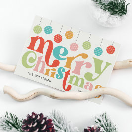 Ornamentos retro coloridos de Feliz Navidad