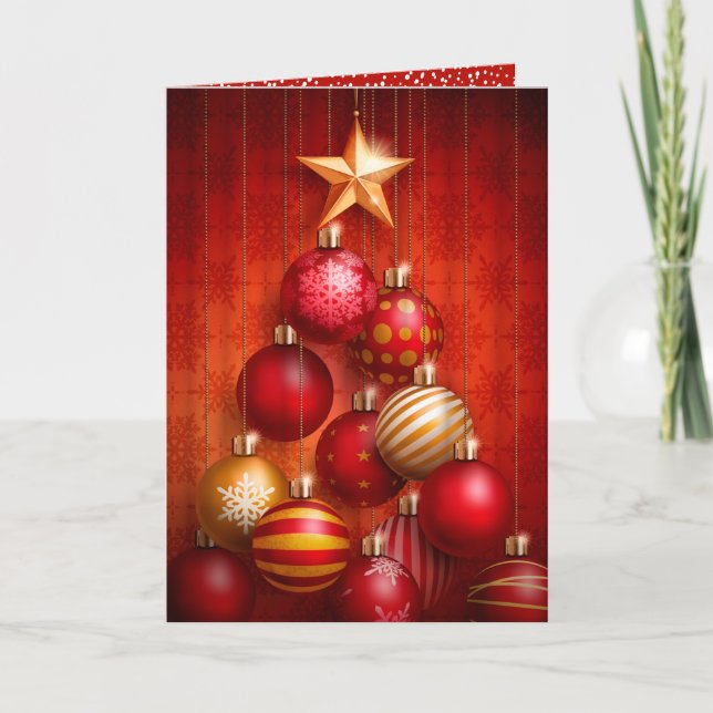 Ornamentos rojos de árbol de Navidad doblados (Anverso)