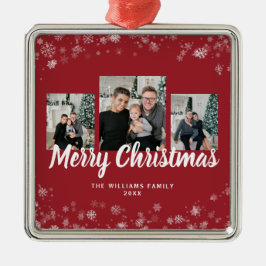 Ornamentos rojos de copo de nieve