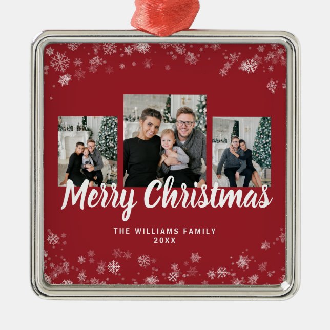 Ornamentos rojos de copo de nieve (Frente)