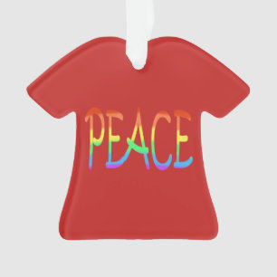 Ornamentos rojos de la palabra Arcoiris Peace