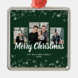 Ornamentos verdes de copo de nieve