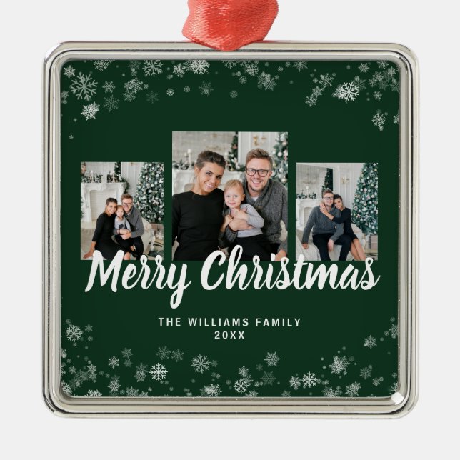 Ornamentos verdes de copo de nieve (Frente)