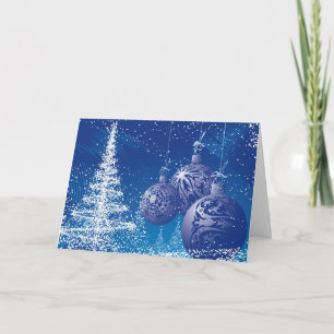 Ornamentos y árboles de Navidad azules y blancos d
