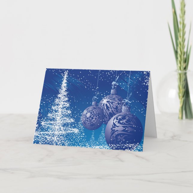 Ornamentos y árboles de Navidad azules y blancos d (Anverso)