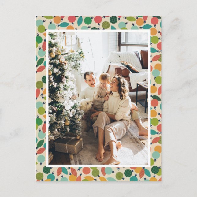 Ornamentos y luces de Navidad retro vintage (Anverso)