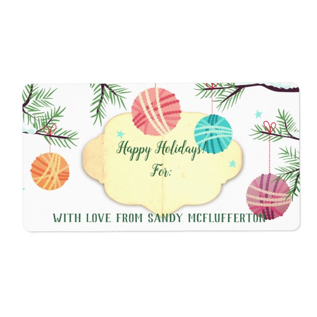 Ornamentos yarn tejiendo crochet pegatina navideña (Frente)