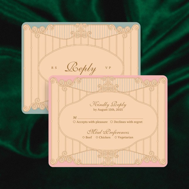 Ornate Art Nouveau Wedding RSVP Card (Subido por el creador)